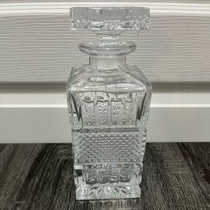 Vintage Bohemian Crystal Liquor Decanter Square Faceted Cut Glass